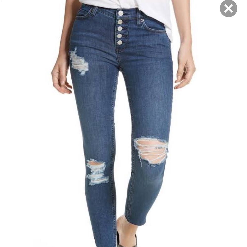New With Tags Free People Exposed Button Fly Jeans